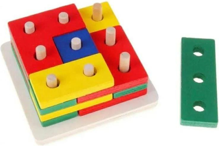 OLFed Educatieve houten puzzel vormensorteerder voor kinderen vanaf 2 jaar, 11 x 11 x 5 cm