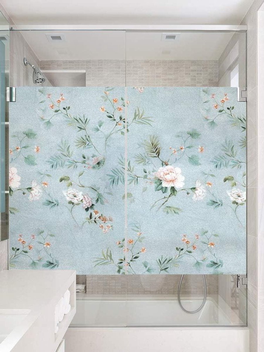 Merkloze Raamfolie Bloem - Gekleurde Statische Privacyfolie - 65 x 105 cm