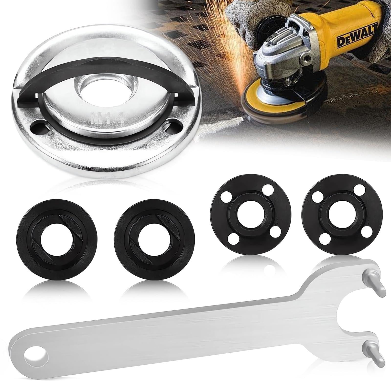 Selius 6 stuks accessoires voor haakse slijpers, M14 snelspanmoer met Flex-sleutel