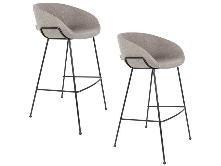 Barhocker Feston Fab 2er-Set – aus Stoff in Grau - Grau - Luxusbetten24