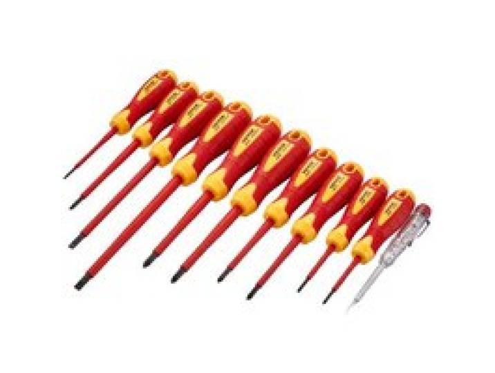 VEVOR Jeu de Tournevis Isolés 11PCs, Ensemble d'Outils Isolés pour Électriciens Professionnel 1000 V, avec Embouts Magnétiques et Testeur de Tension, pour Réparations Ménagères et Automobiles