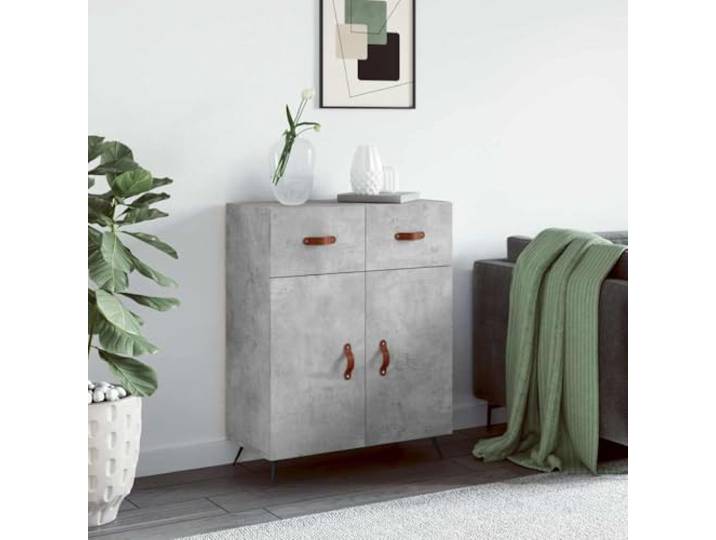 HEFZGDB Modernes Sideboard Betongrau Holzwerkstoff mit Türen und Schubladen, Metallbeinen und Stabiler Platte zur Dekoration – vielseitiges Sideboard mit großzügigem Stauraum für Ihr