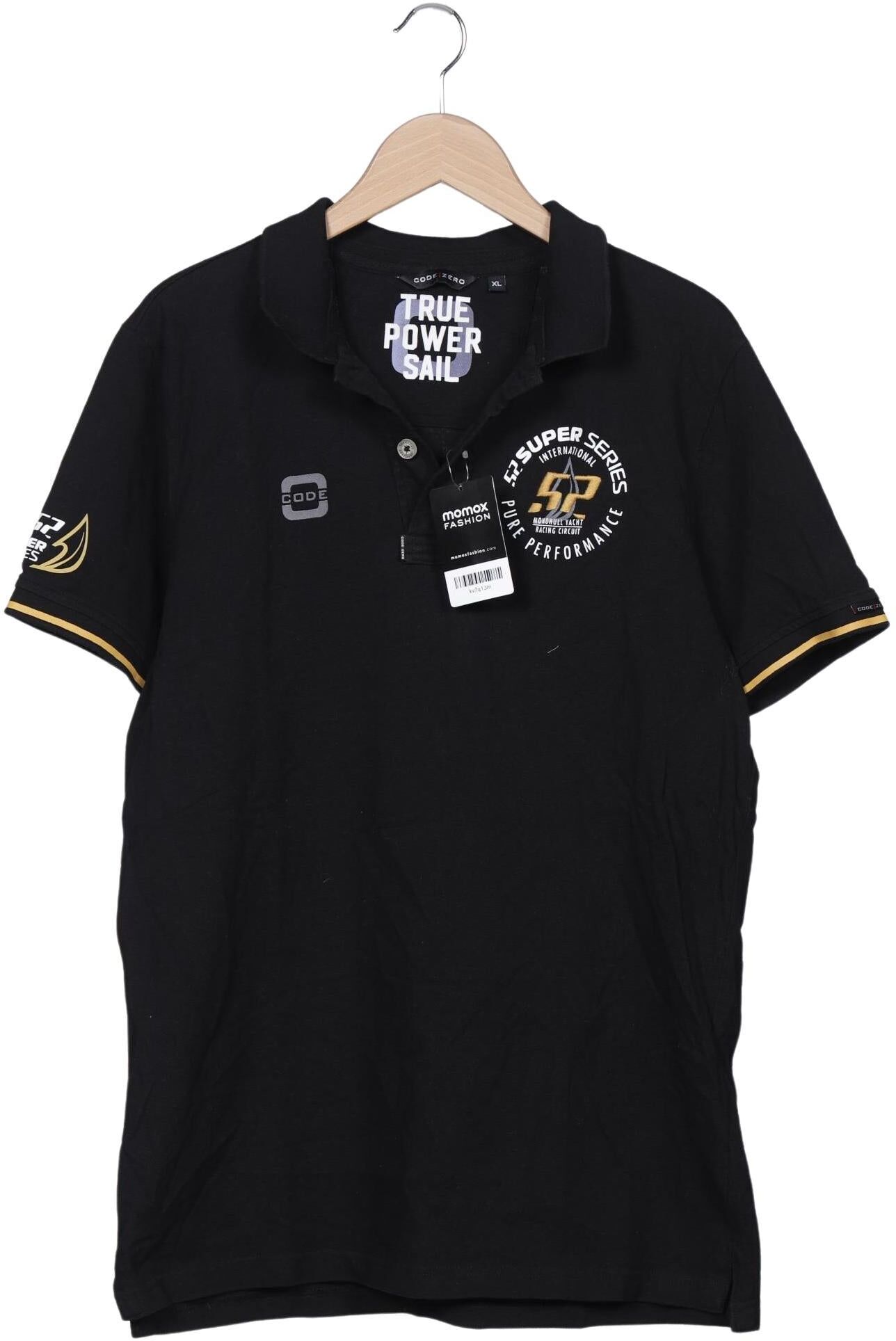 Code Zero Herren Poloshirt, Schwarz, Gr. XL, Baumwolle - Second Hand