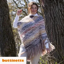 Strickanleitung – Poncho mit Fransen aus Woll Butt Primo Amira Color