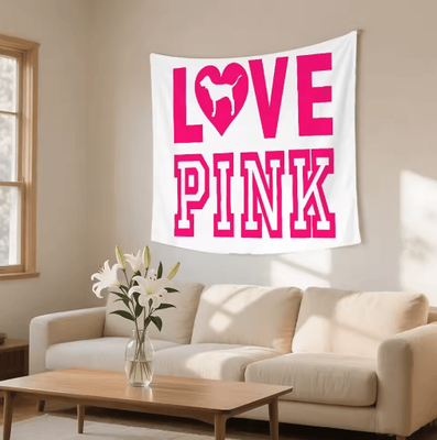 Inspire Picks BlushLove Pink LOVE Tapestry Romantic Wall Hanging For Cozy Bedroom Decor 4 70x115cm