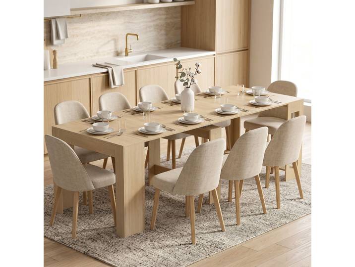 HOMCOM Table Extensible Bois Clair Console 10 Places Petits Espaces