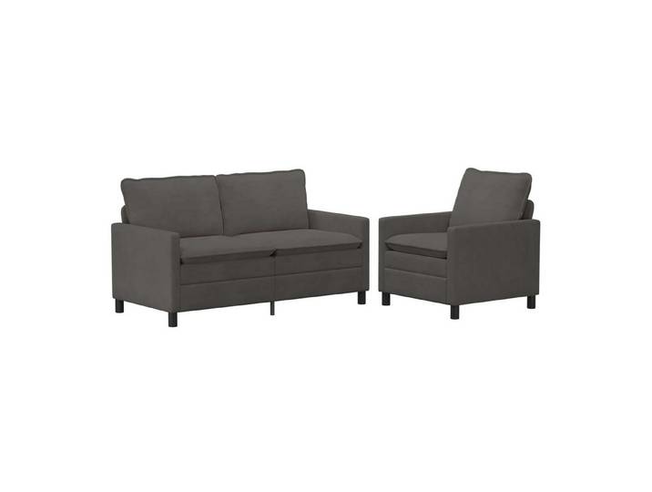 vidaXL Sofa Sofa Set 2 stk. Dunkelgrau Stoff, 2 Teile, Sofa Set 2 stk. Dunkelgrau Stoff