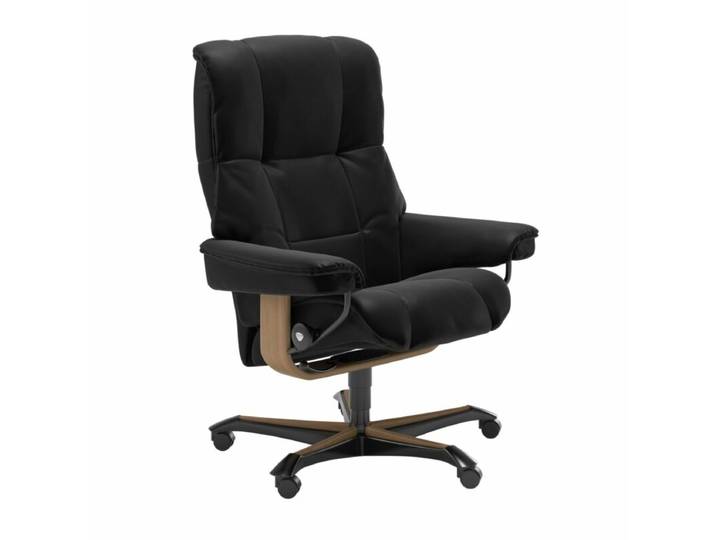 Stressless Mayfair Sessel Home Office - Leder Batick Black - Buche Holzfarbe Eiche Modern, Skandinavisch, Zeitlos