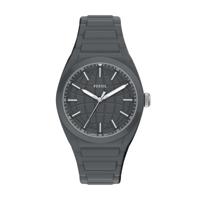 Quarzuhr FOSSIL "Everett", grau, Armbanduhren, Herren, Quarzuhr, Armbanduhr, Silikonarmband, analog