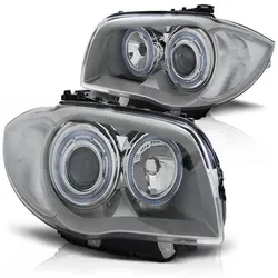 Design Angel Eyes Scheinwerfer passend für BMW 1er E81, E82, E87, E88 04-11 chrom