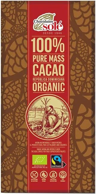 Chocolates Solé Massa Pura 100% Cacau Da República Dominicana Eco 100g