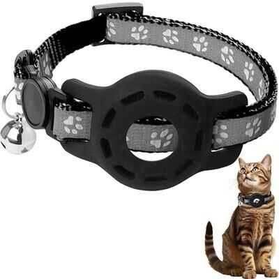 Uplift Treasures AirTag Safety Cat Collar With Bell black(no Tracker) airtag Not Included