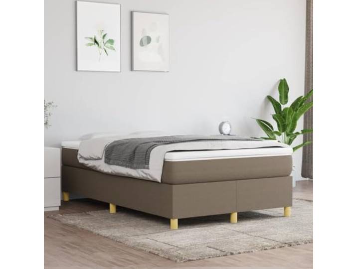 Strapazierfähiger Stoff Schlafzimmer Boxspringbettrahmen Taupe 120x200 cm Boxspringbettgestell Taupe 120x200 cm Stoff Bettrahmen mit Kopfteil Stabil Holz Lattenrost Ohne Matratze Schlafzimmer Möbel