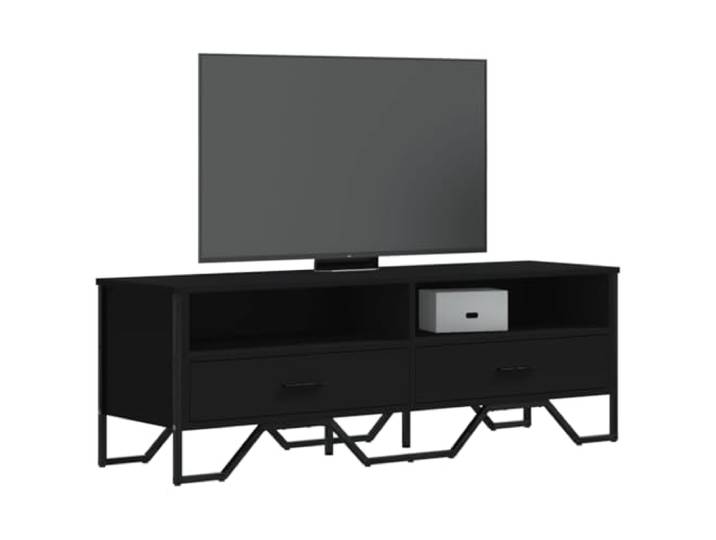 HEFZGDB TV-Schrank Schwarz 122x34x41 cm Holzwerkstoff mit Metallgriffen und reichlich Stauraum für Multimedia-Geräte, stabile Oberplatte, pflegeleichtes modernes TV-Möbel