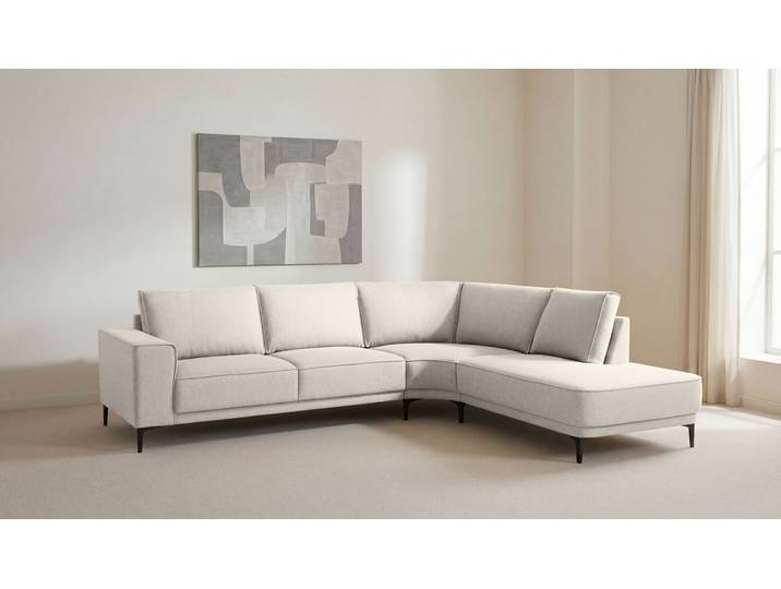 Ecksofa GOODPRODUCT Casina , beige (natural), B:287cm H:85cm T:239cm, 100% Polyester, Sofas, Ecksofa, mit abgerundeter Ottomane, in einem weichen Chenille-Stoff