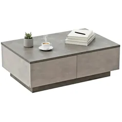Dmora Wohnzimmertisch Dlucches, Niedriger Wohnzimmertisch, Kaffeeregal, Couchtisch für Sofa, 90x60h32 cm, Silber und Anthrazit