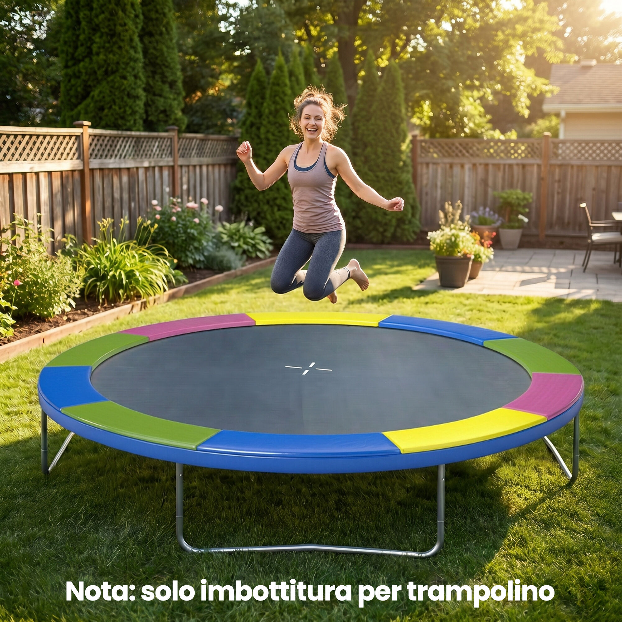 Altro Copertura Tappeto Elastico Ø305x30 Cm Pieghevole E Portatile, In Plastica, Pe E Schiuma, Multicolore