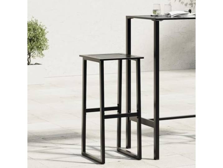 TUERYAFEK Barhocker 4 STK. Schwarz 38x38x80 cm Pulverbeschichteter Stahl Mit Fußstützen, für Küche Esszimmer Wohnzimmer, Balkon Terrasse, max. 110 kg pro Sitzplatz