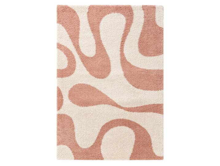 benuta Hochflorteppich Louise Rosa 120/170 cm, Textil, Abstrakt, Rechteckig, 120x170 cm, für Fußbodenheizung geeignet, pflegeleicht, strapazierfähig, Teppiche & Böden, Teppich, Hochflorteppiche & Shaggys