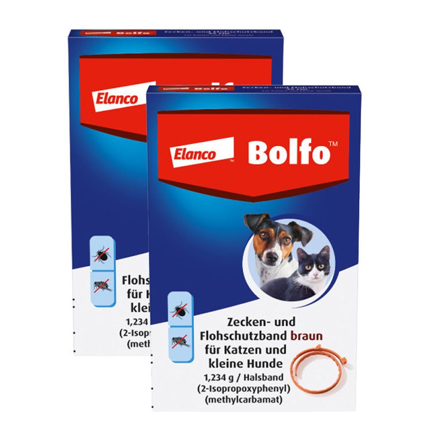 Bolfo Zecken- und Flohschutzband braun für Katzen kleine Hunde Doppelpack 2x1 St Halsband