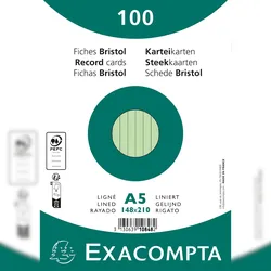 Exacompta 10848SE 10x Karteikarten liniert DIN A5 100 St eingeschweißt - Grün