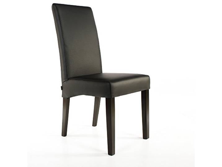 SIX Echt-Lederstuhl Massiv mit Nosag Federn Komfort Latexgurte Design Esszimmerstuhl Bambi Vollbezogen-Rindsleder Holzgestell Vollverleimt 150kg Belastbar Wenge Schwarz