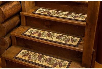 Mayberry Rug "Cozy Cabin Row of Cones Tread Non Skid Lodge Stair Treads 9""x30"""