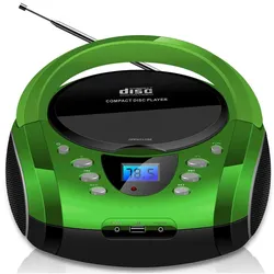 Cyberlux Tragbarer CD-Player Boombox CD/MP3 USB Kinder Radio grün