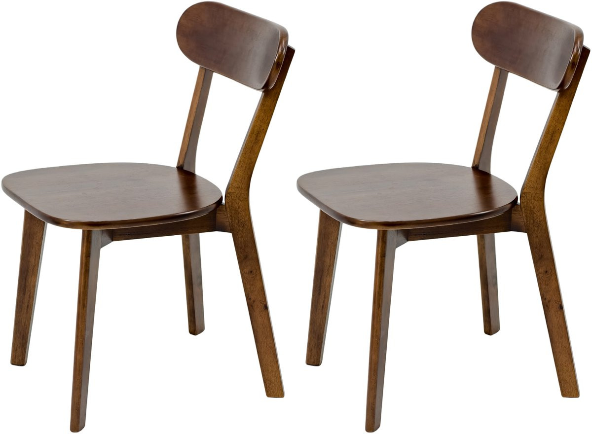COVREO Eetkamerstoel set van 2, walnoot hout, mid-century modern