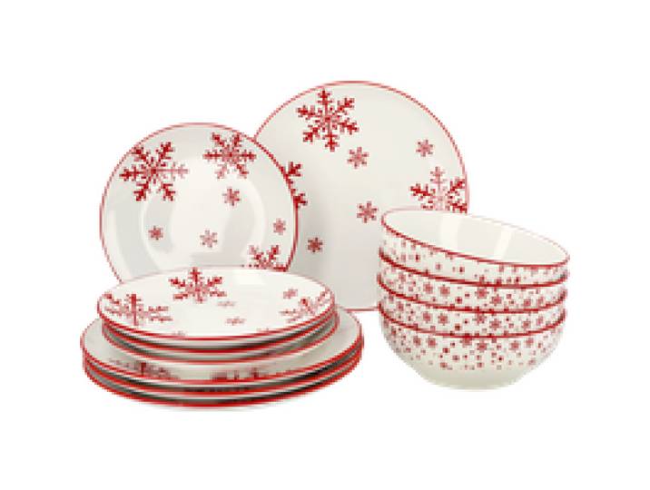 SILVERCREST® Service de vaisselle Noël en porcelaine, 12 pièces