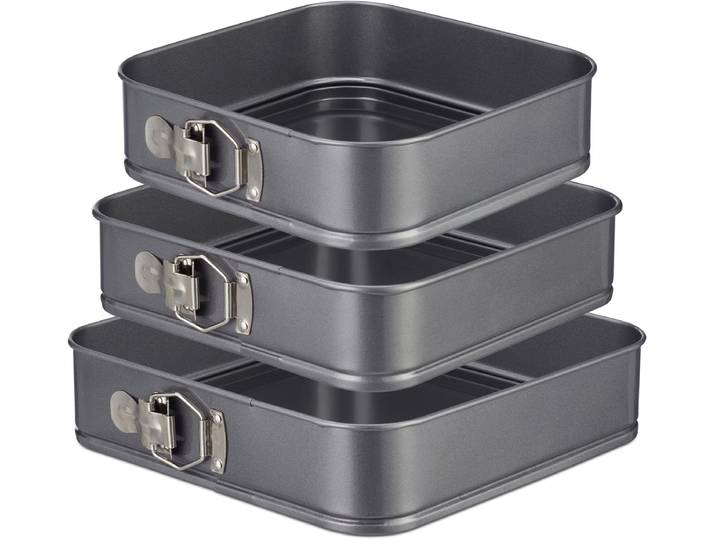 springvorm - vierkant - 3 stuks - anti-aanbaklaag - 24\, 26 & 28 cm - taartvorm