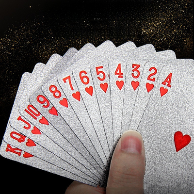 Inspire Daily Merch Waterproof Silver Foil Poker Playing Cards Gift Collection For Holiday Party Chess And Card Games silver Grid