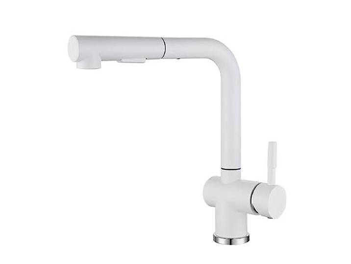 Küchenarmatur mit Brause Ausziehbar, Wasserhahn Küche Ausziehbar Edelstahl Drehbar Wasser Kalt und Heiß Multifunktion Mischbatterie Küche-Weiss