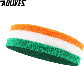 Inspire Curations AOLIKES Cotton Athletic Headband Elastic Sports Sweatband For Basketball, Tennis And Fitness orange White Green