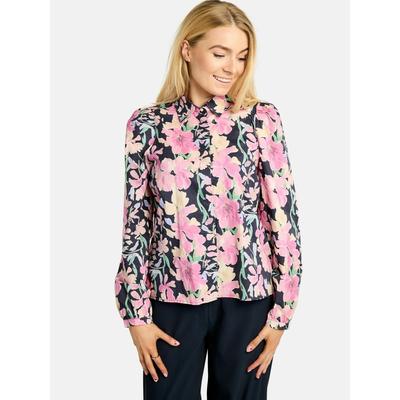 Blusentop LIBERTÉ ESSENTIEL "Liberté Essentiel Shirt FLORA", Damen, Gr. M, navy rose flowers, Obermaterial: 100% Baumwolle, Blusen Blusentop