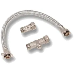 Barberi Befüllung komplett mit Kugelhahn + Schlauch 400 mm + doppeltes Rückschlagventil - vernickelt DN10-15mm
