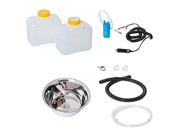 12V Wasseranlage Imbisswagen Verkaufsanhänger Campingküche Bausatz Spüle 32 cm Barwig Integriert 10L Kanister(ad-ideen)