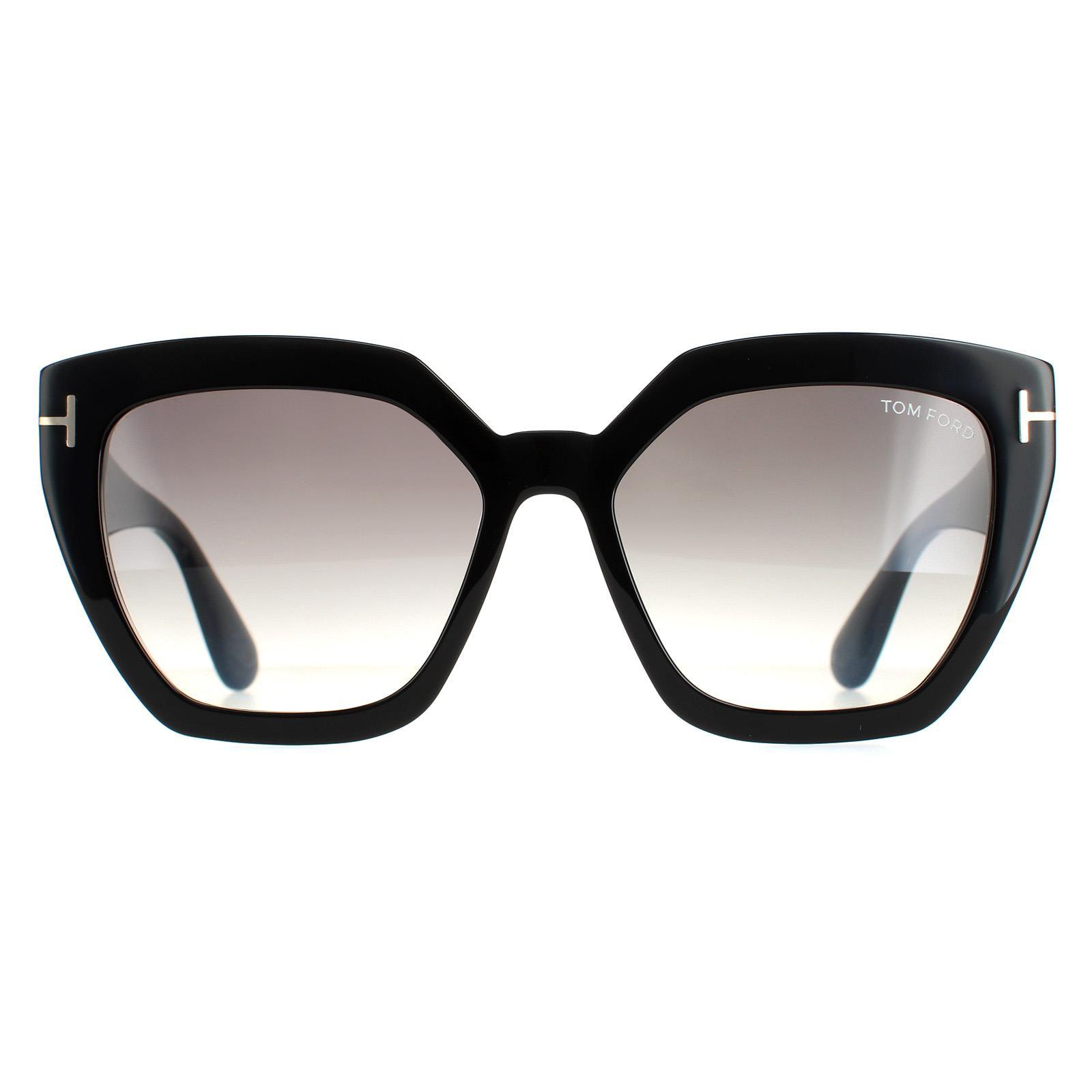 Tom Ford Vierkant dames glanzende zwarte rookgradiënt FT0939 Phoebe