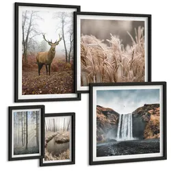 BILDER SET 5er Set - 50x50 cm & 20x30 cm & 40x60 cm Schwarzer Rahmen - Die charmanten Straßen der Hafenstädte