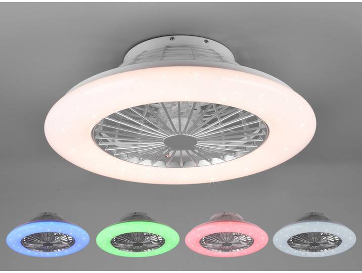 LED Deckenventilator STRALSUND Ø50cm Silber RGB Farbwechsel - R62522987