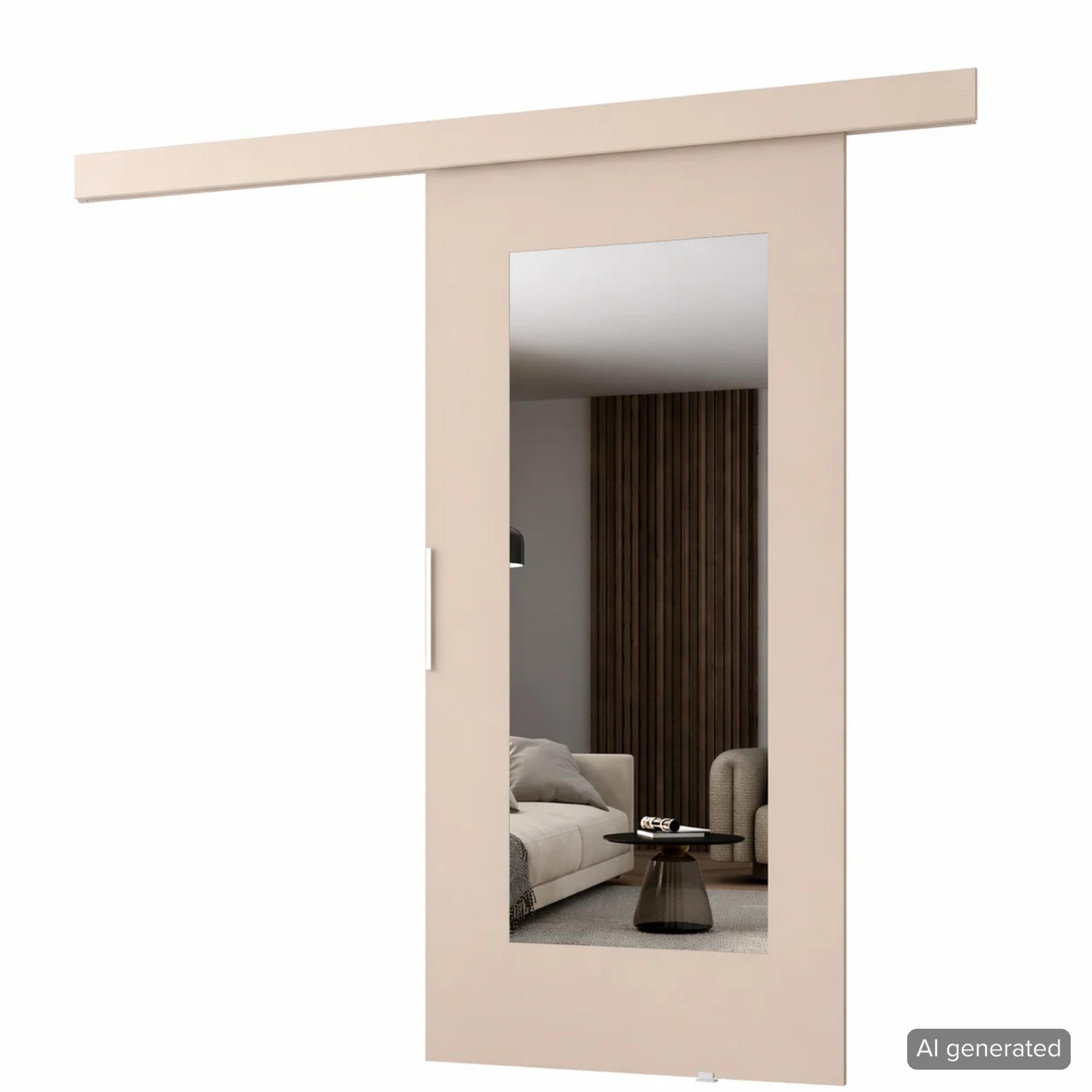 MINIO Schuifdeur Clean I met spiegel in kasjmierbeige, Breedte: 76 cm