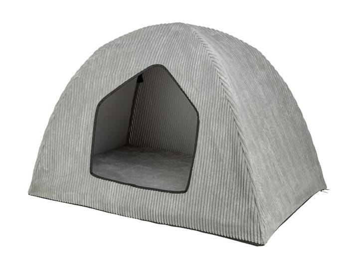 Tierhöhle TRIXIE Vital Höhle Jonna 100 x 70 x 70 cm , grau, B:70cm H:70cm T:100cm, Plüsch, Polyester, Tierhäuser, Tierhöhle, Orthopädischer Liegeplatz und Kuschelhöhle für Hunde