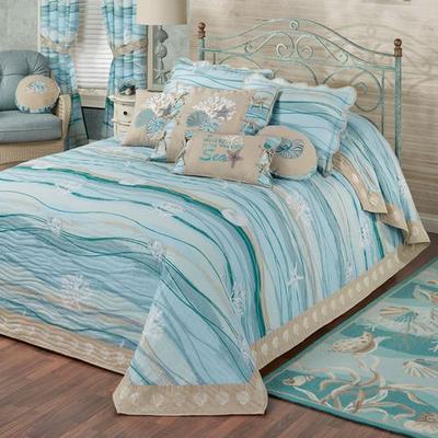 Touch of Class Seaview II Grande Bedspread Light Blue, Queen, Light Blue