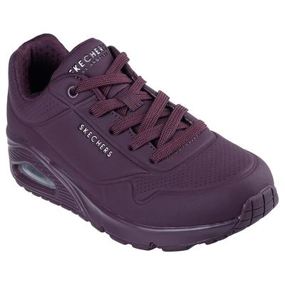Wedgesneaker SKECHERS "UNO STAND ON AIR", Damen, Gr. 37, rot (burgunder), Lederimitat, Schuhe, Freizeitschuh, Halbschuh, Schnürschuh weich gepolsterte Innensohle