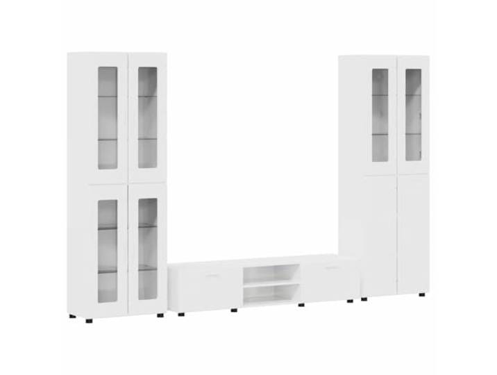 TV-Möbel Florin, 3-teilig, weiß lackiert, modernes Holz Minimalistisches Design, matte Oberfläche, geräumige Fächer, einfache Pflege, Verwendung im Innenbereich