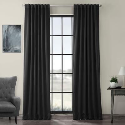 Exclusive Fabrics Jet Black Room Darkening Curtain Panel Pair (2 Panels)
