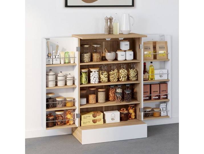 ID MARKET buffet 2 portes 90 cm Moderne bois et blanc