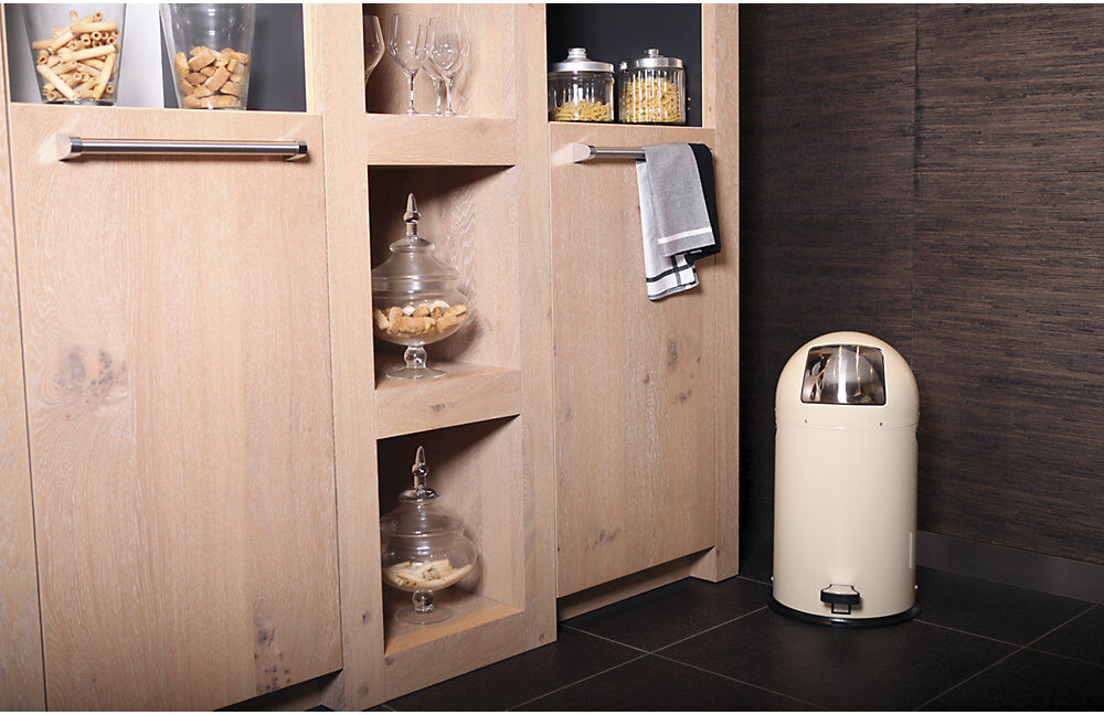 Push-Mülleimer mit Pedal, Volumen 33 l, HxØ 700 x 350 mm, creme EKO