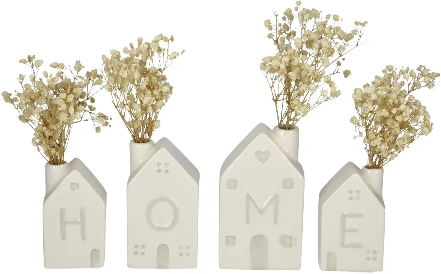 HOME STORY 4er Set Vasen "Home"   ¦ weiß ¦ Dolomite,Naturprodukte ¦ Maße (cm):