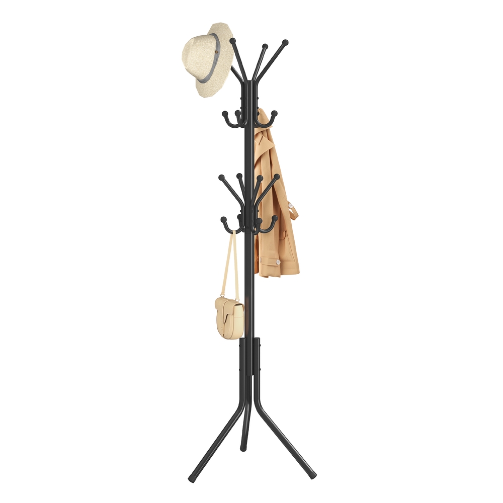SONGMICS Metall Garderobenständer mit Haken für Kleidung und Accessoires tintenschwarz RCR081BH01